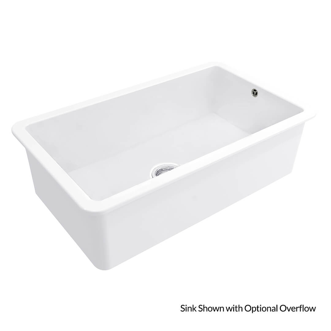 KIT - Cuisine 81x48 Inset / Undermount Fireclay Sink Matte White with Overflow Incl. Waste