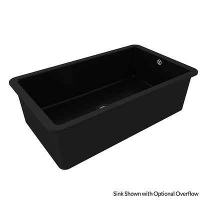 KIT - Cuisine 81x48 Inset / Undermount Fireclay Sink Matte Black with Overflow Incl. Waste
