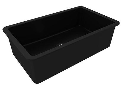 KIT - Cuisine 81x48 Inset / Undermount Fireclay Sink Matte Black with Overflow Incl. Waste