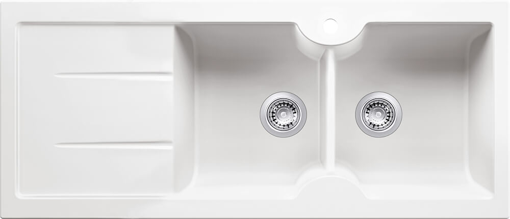 Cuisine 116 x 50 Double Bowl Sink with tap hole â€“ Left Hand Drainer with Overflow