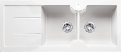 Cuisine 116 x 50 Double Bowl Sink with tap hole â€“ Left Hand Drainer with Overflow