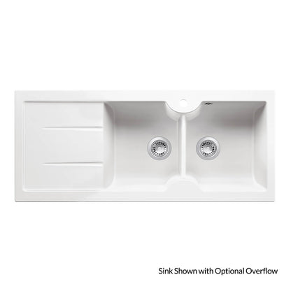 KIT - Cuisine 116 x 50 Double Bowl Sink with tap hole â€“ Right Hand Drainer with Overflow Incl. Waste