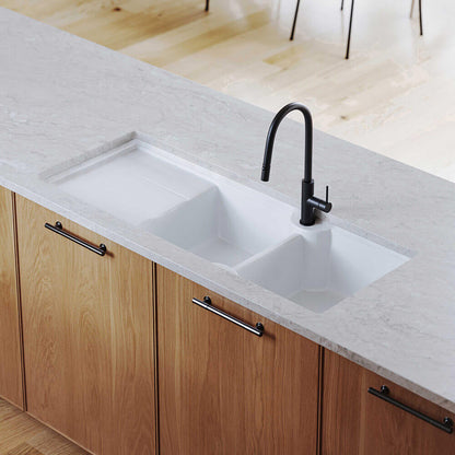 KIT - Cuisine 116 x 50 Double Bowl Sink with tap hole â€“ Right Hand Drainer with Overflow Incl. Waste