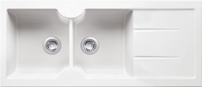 Cuisine 116 x 50 Double Bowl Sink with tap hole â€“ Left Hand Drainer with Overflow