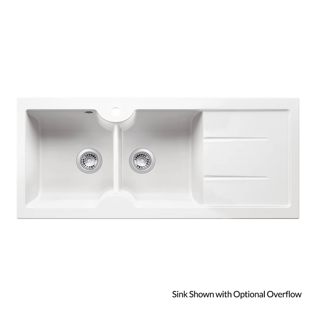 Cuisine 116 x 50 Double Bowl Sink with tap hole â€“ Left Hand Drainer