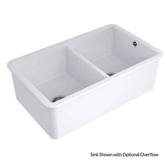 KIT - Cuisine 85x46 Inset / Undermount Fireclay Sink Matte White with Overflow Incl. Waste
