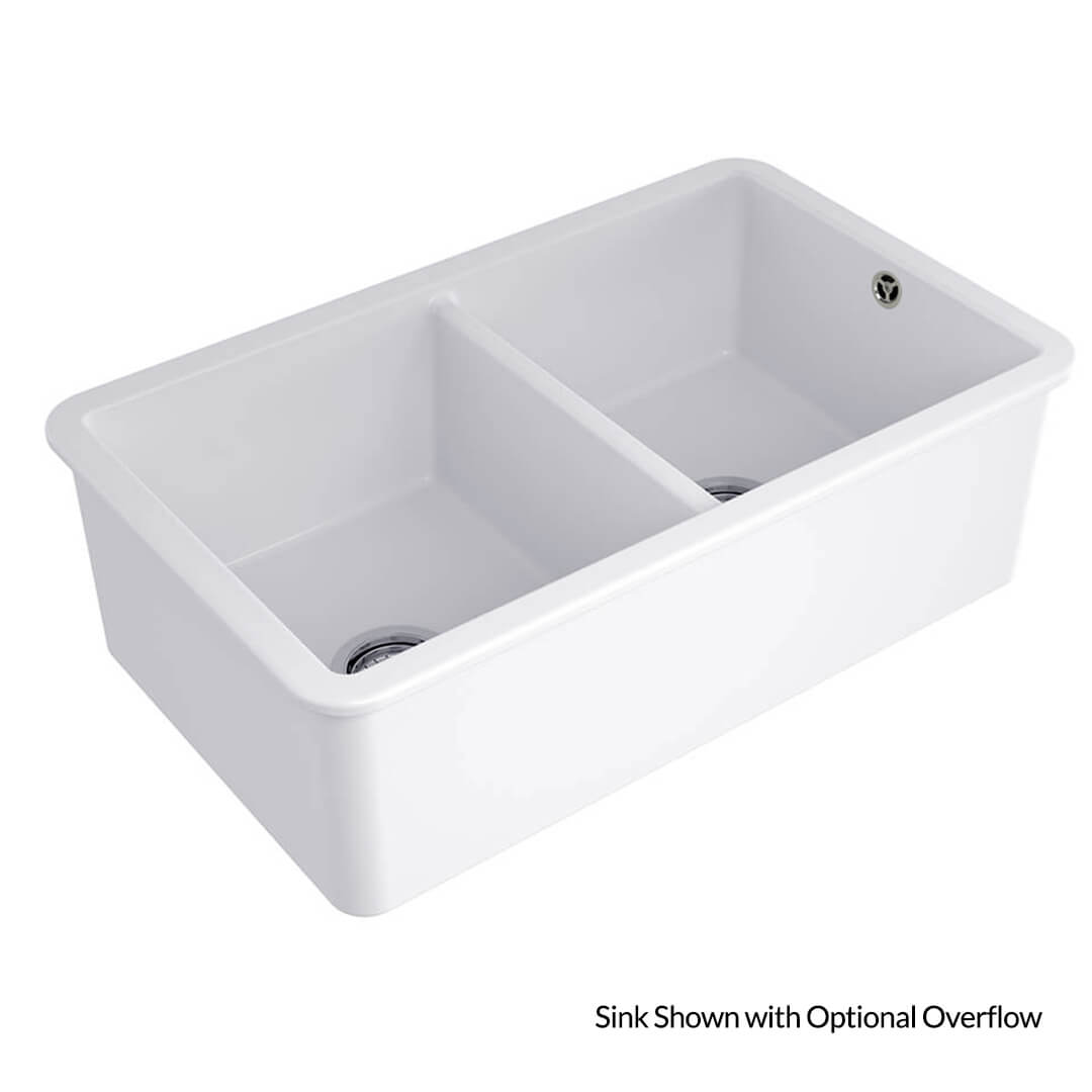 Cuisine 85 x 49 Double Bowl Inset / Undermount Fine Fireclay Sink - Matte White