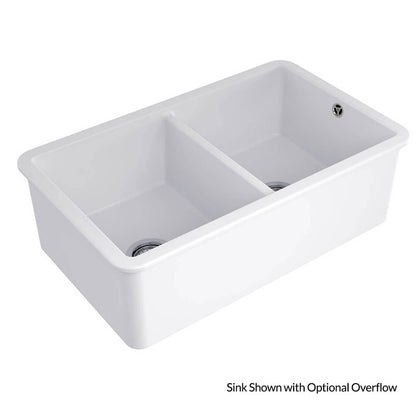Cuisine 85 x 49 Double Bowl Inset / Undermount Fine Fireclay Sink - Matte White