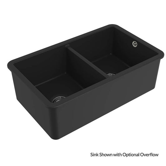 KIT - Cuisine 85x46 Inset / Undermount Fireclay Sink Matte Black with Overflow Incl. Waste