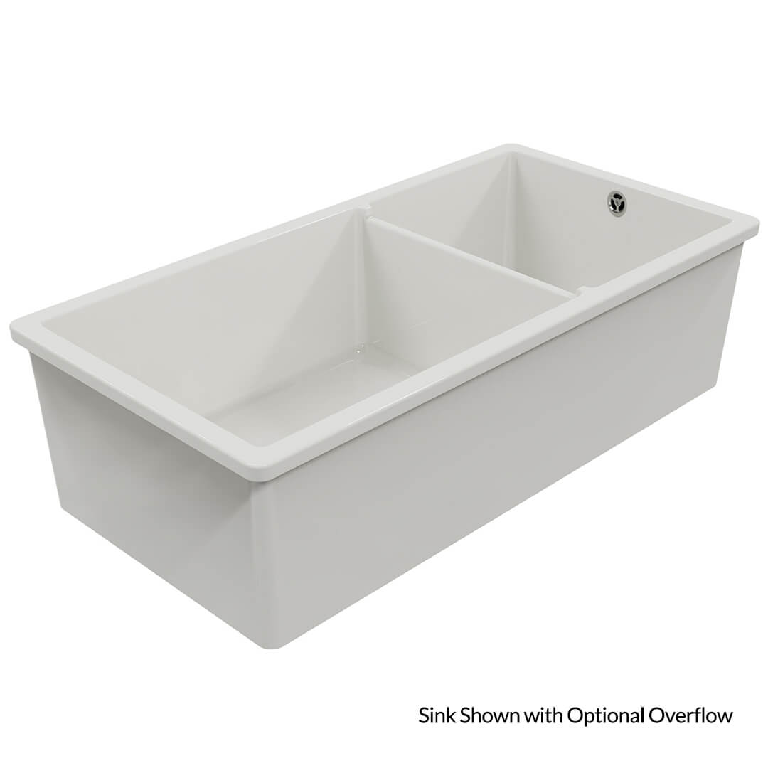 Cuisine 93 x 48 1 and 1/2 Bowl Inset / Undermount Fine Fireclay Matte White Sink