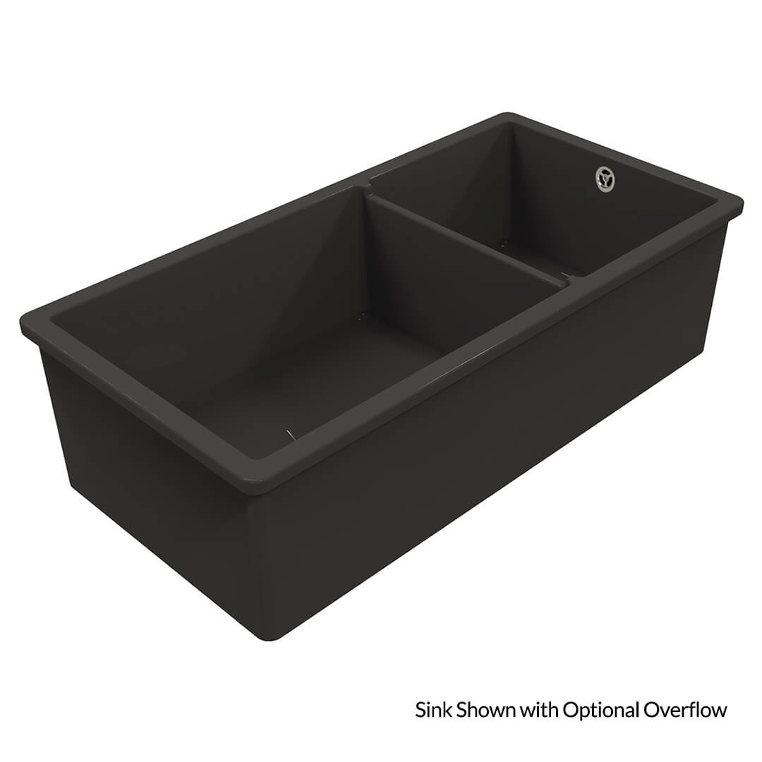 Cuisine 93 x 48 1 and 1/2 Bowl Inset / Undermount Fine Fireclay Matte Black Sink