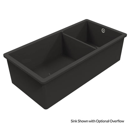 Cuisine 93 x 48 1 and 1/2 Bowl Inset / Undermount Fine Fireclay Matte Black Sink