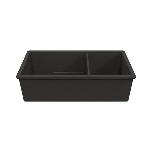 Cuisine 93 x 48 1 and 1/2 Bowl Inset / Undermount Fine Fireclay Matte Black Sink