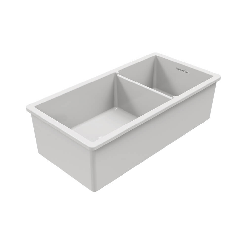 Cuisine 93 x 48 1 and 1/2 Bowl Inset / Undermount Fine Fireclay Gloss White Sink