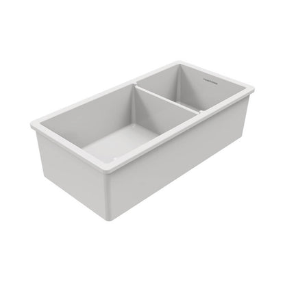 Cuisine 93 x 48 1 and 1/2 Bowl Inset / Undermount Fine Fireclay Gloss White Sink