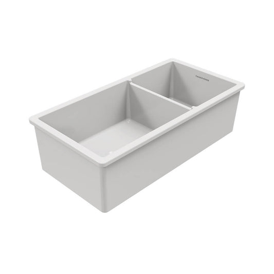 Cuisine 93 x 48 1 and 1/2 Bowl Inset / Undermount Fine Fireclay Gloss White Sink