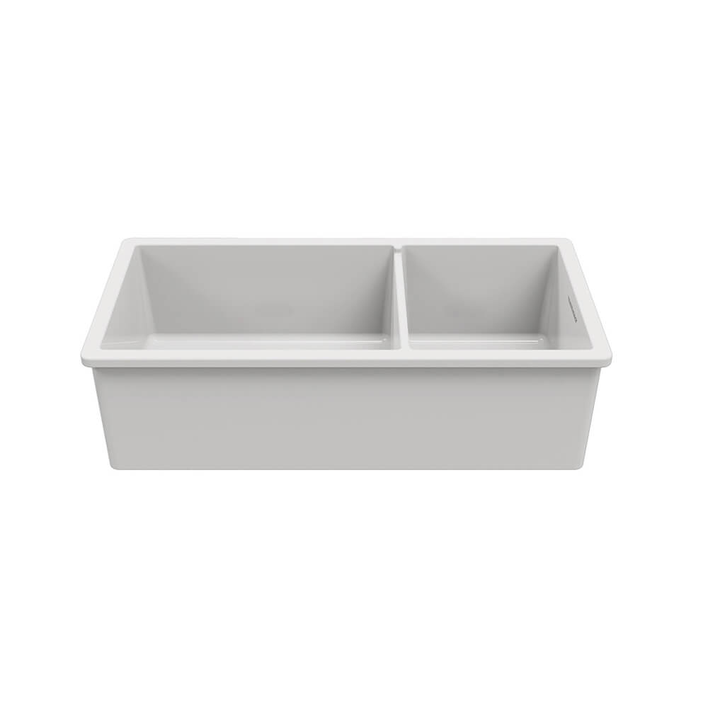 Cuisine 93 x 48 1 and 1/2 Bowl Inset / Undermount Fine Fireclay Gloss White Sink