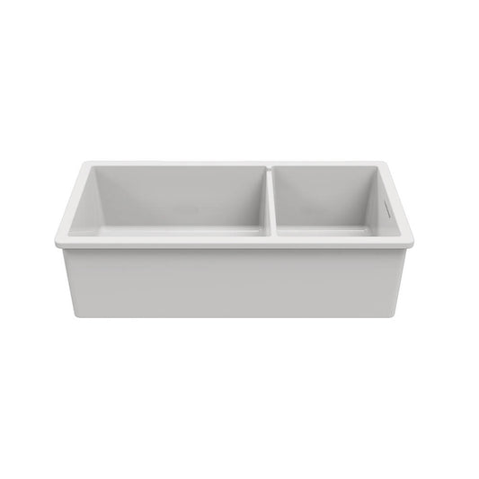 Cuisine 93 x 48 1 and 1/2 Bowl Inset / Undermount Fine Fireclay Gloss White Sink