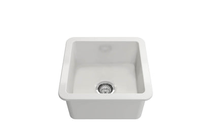 Cuisine 46x46 Inset / Undermount Fireclay Sink with Overflow