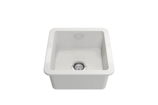 Cuisine 46x46 Inset / Undermount Fireclay Sink with Overflow