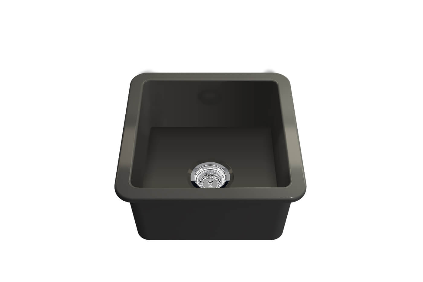 Cuisine 46x46 Inset / Undermount Fireclay Sink Matte Black with Overflow