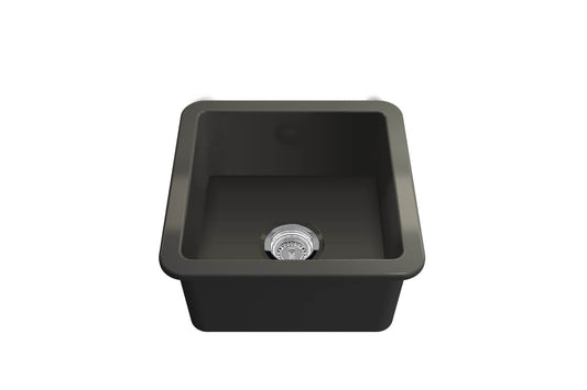 Cuisine 46x46 Inset / Undermount Fireclay Sink Matte Black with Overflow