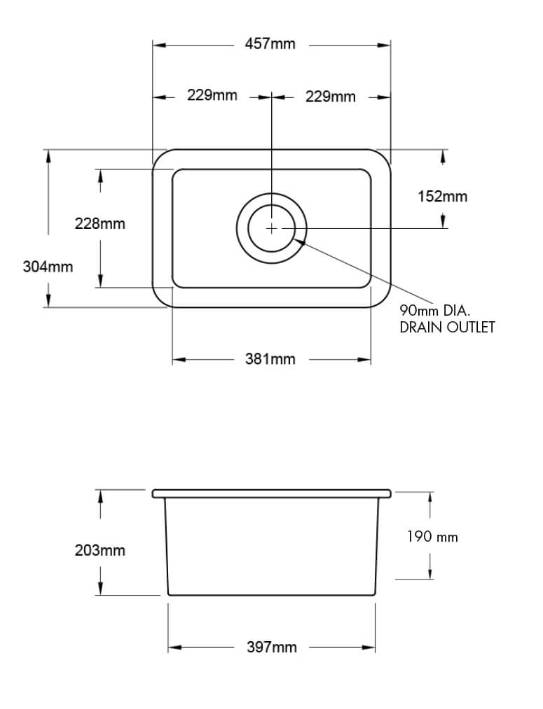 KIT - Cuisine 30x46 Inset / Undermount Fireclay Sink - Matte Black Incl. Waste