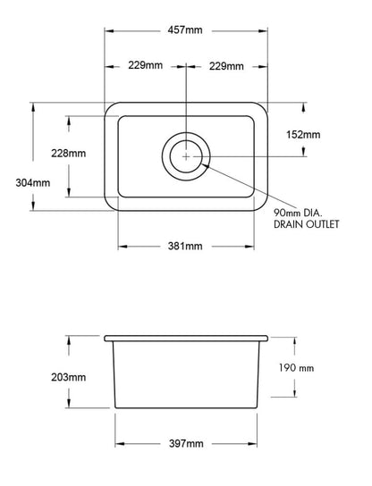 KIT - Cuisine 30x46 Inset / Undermount Fireclay Sink - Matte Black Incl. Waste