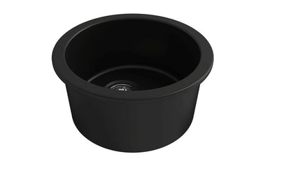 KIT - Cuisine Round 47 Inset / Undermount Fireclay Sink - Matte Black Incl. Waste