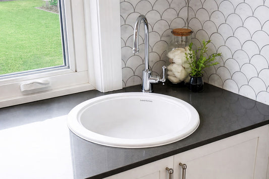 Cuisine Round 47 Inset / Undermount Fireclay Sink - Matte White