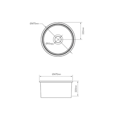 Cuisine Round 47 Inset / Undermount Fireclay Sink - Matte White