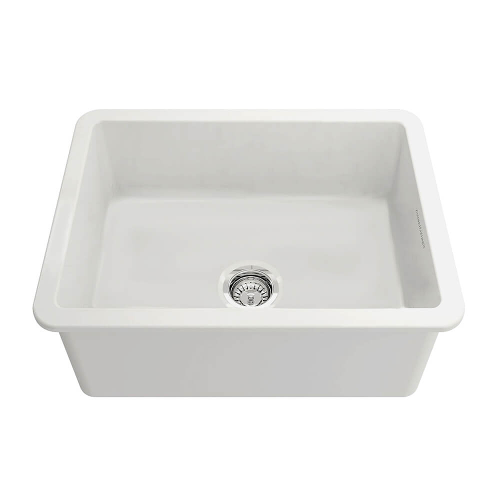 KIT - Cuisine 60x46 Inset / Undermount Fireclay Sink - Matte White Incl. Waste