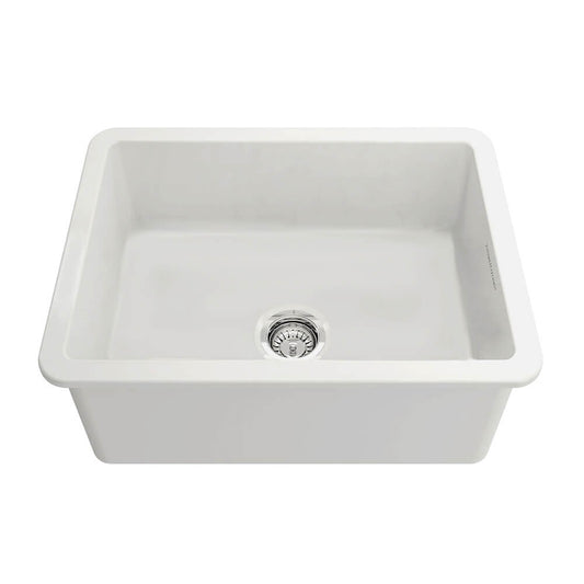 KIT - Cuisine 60x46 Inset / Undermount Fireclay Sink - Matte White Incl. Waste