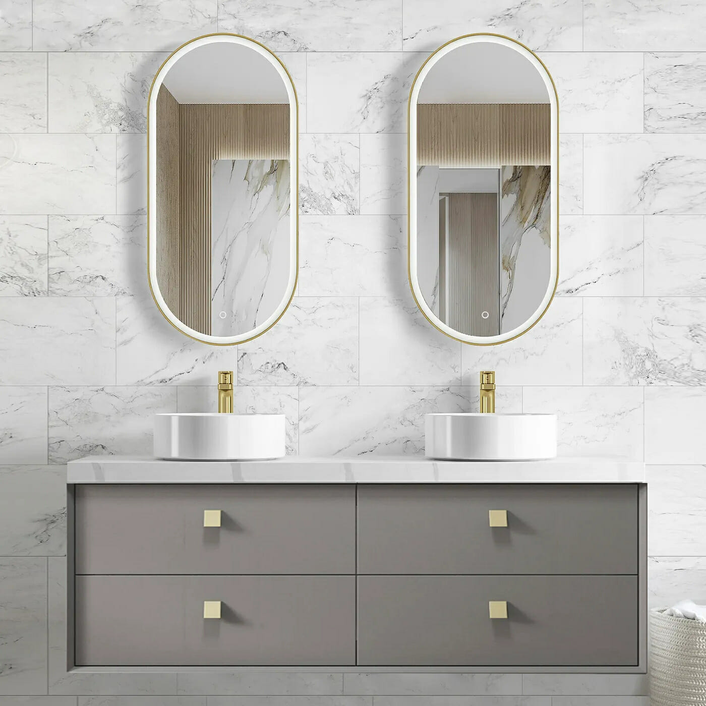 Boston Bevel Edge Wall Hung Vanity - Matte Grey - 1500mm