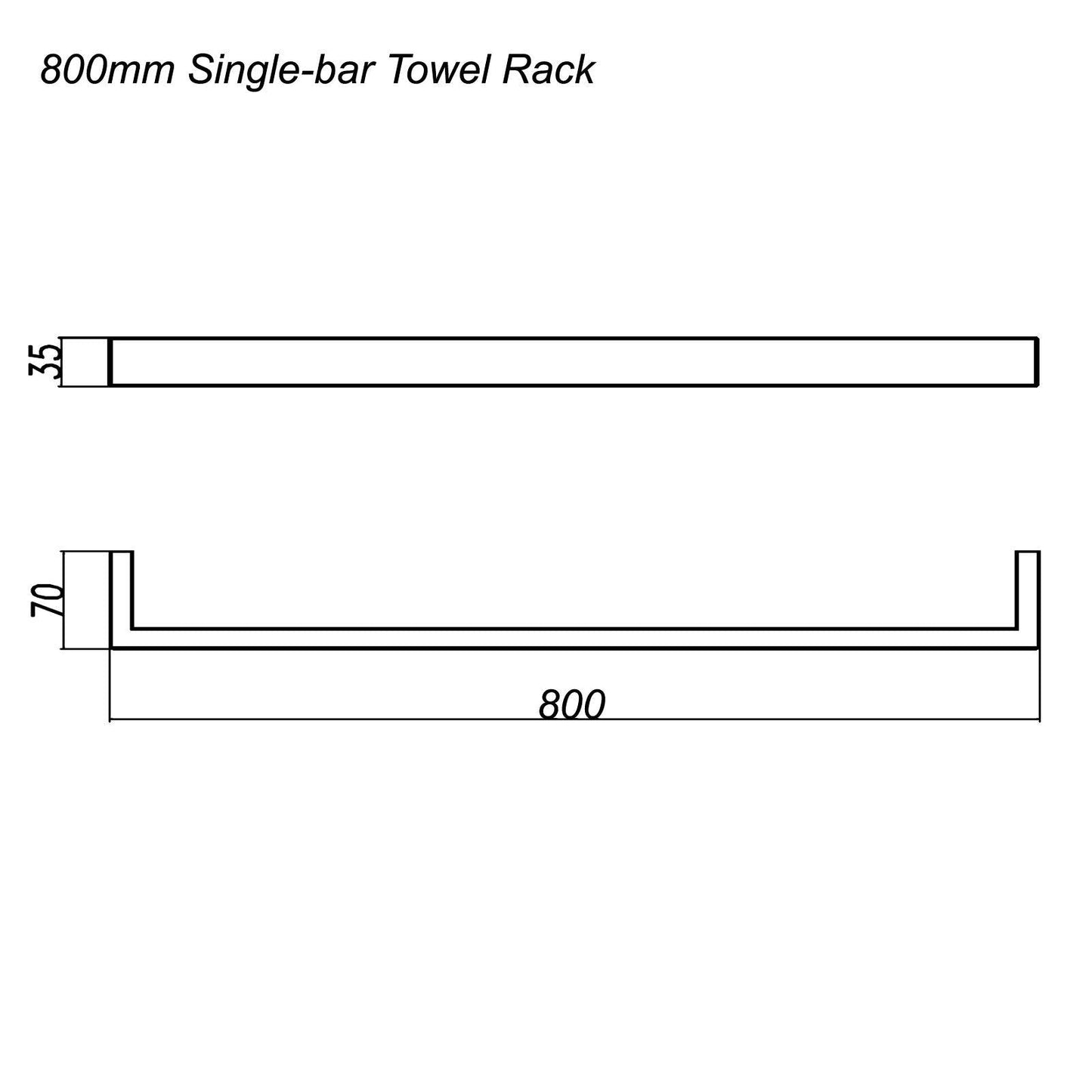 IVANO Series Chrome Single Towel Rail 800mm