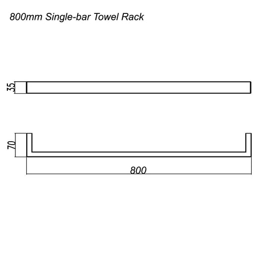 IVANO Series Chrome Single Towel Rail 800mm