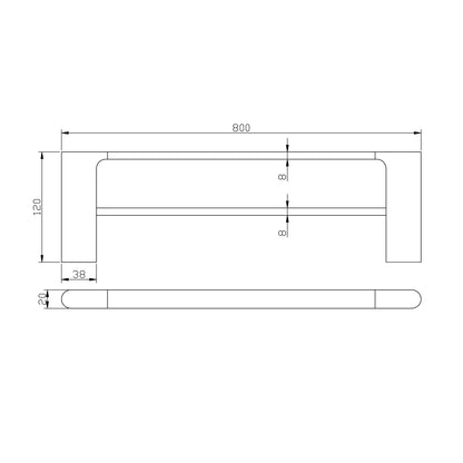 VOG Series Brushed Brass Double Towel Rail 800mm