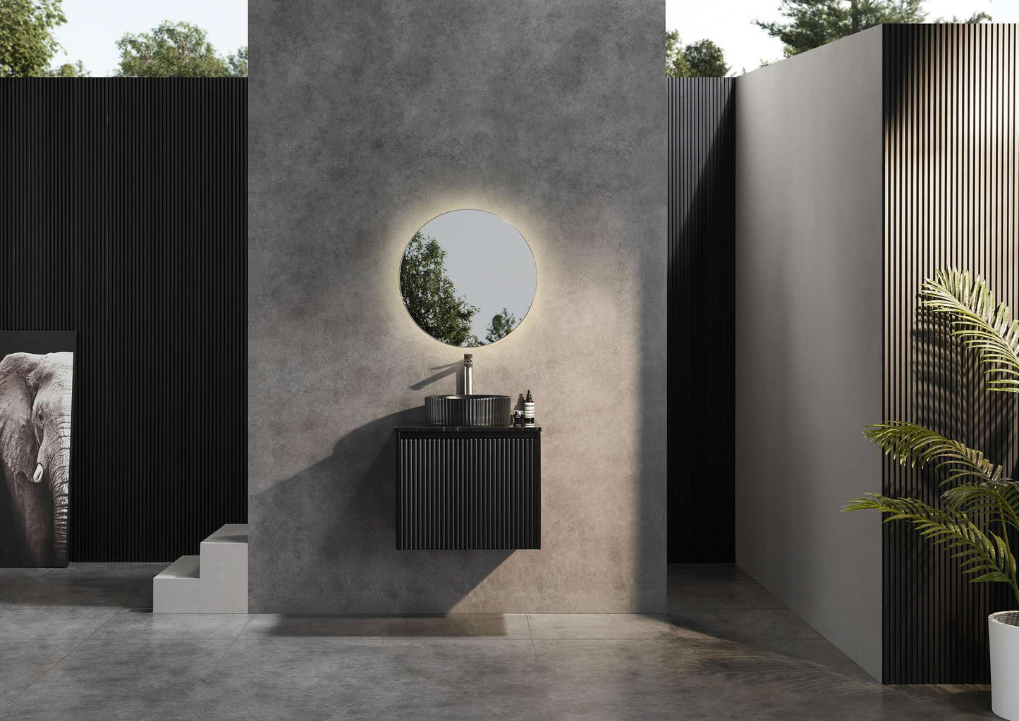 600mm Brindabella Wall Hung Vanity PVC Cabinet Only - Matte Black