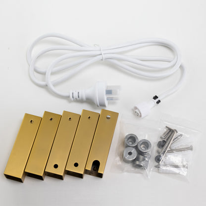 Square Brushed Brass Electric Heated Towel Rack 6 Bars