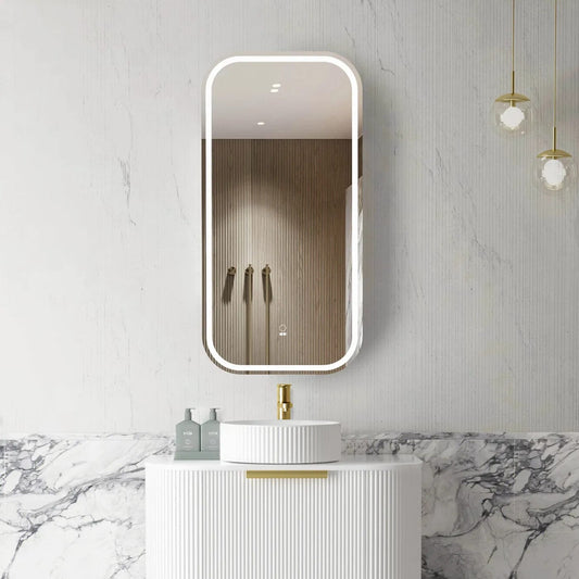 LED Newport Soft square Shaving Cabinet Natural Oak