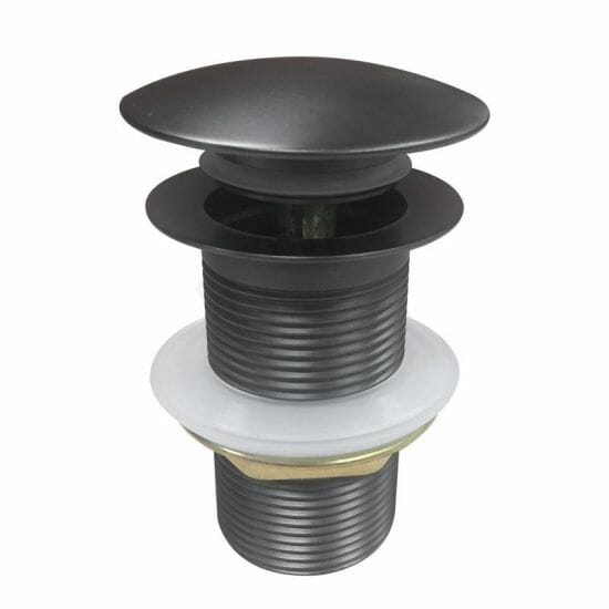 32/40mm Solid Brass Basin Mushroom Pop Up Waste - Gun Metal Grey - NO Overflow