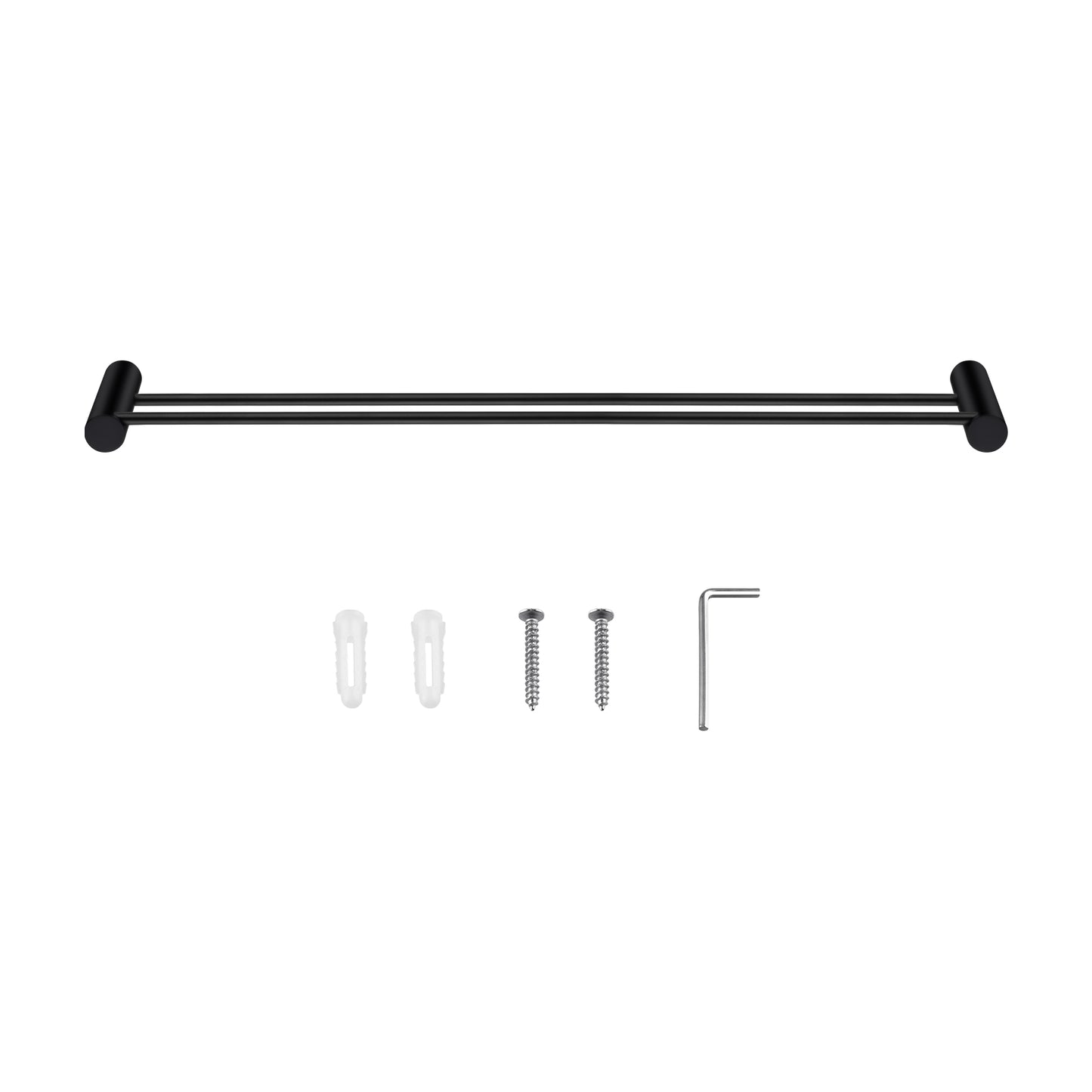 Black Double Towel Rail 600mm