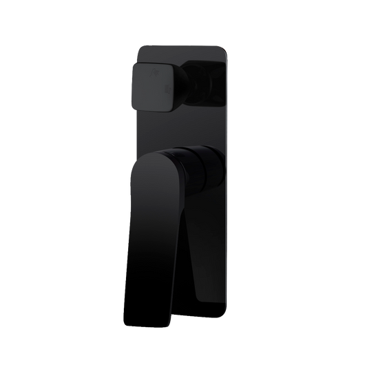 RUSHY Square Black Wall Mixer With   Diverter