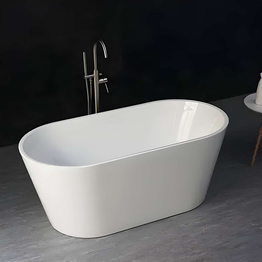 1500mm Oval Freestanding Bathtub -  Acrylic Gloss White - 1500mm