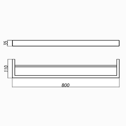 IVANO Series Brushed Brass Double Towel Rail 800mm