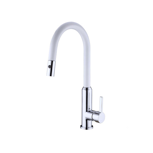 Pearl Pull Out Sink Mixer With Vegie Spray Function Chrome White