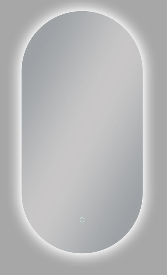 Oval/Pill Shape Backlit LED Frameless Mirror - 450x900mm