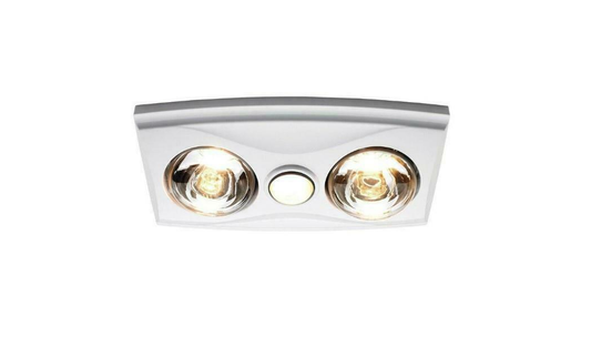 Bathroom Heater IXL 3 in 1, 2 x 275W Heat Lamps + Exhaust Fan &amp; Light WHITE
