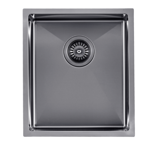 1.2mm Handmade Top/Undermount Single Bowl   Kitchen Sink - Gun Metal Grey - 390x450x215mm