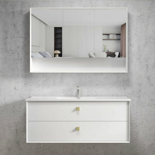 Boston Bevel Edge Wall Hung Vanity - Matte White - 1200mm